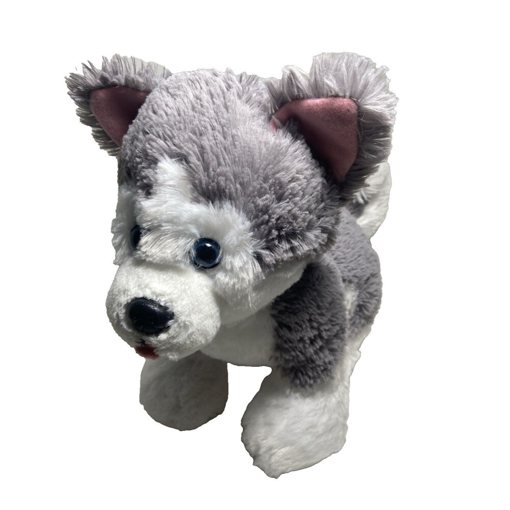Build-A-Bear Plush Siberian Husky Dog 12 inch Gray and White Blue Eyes